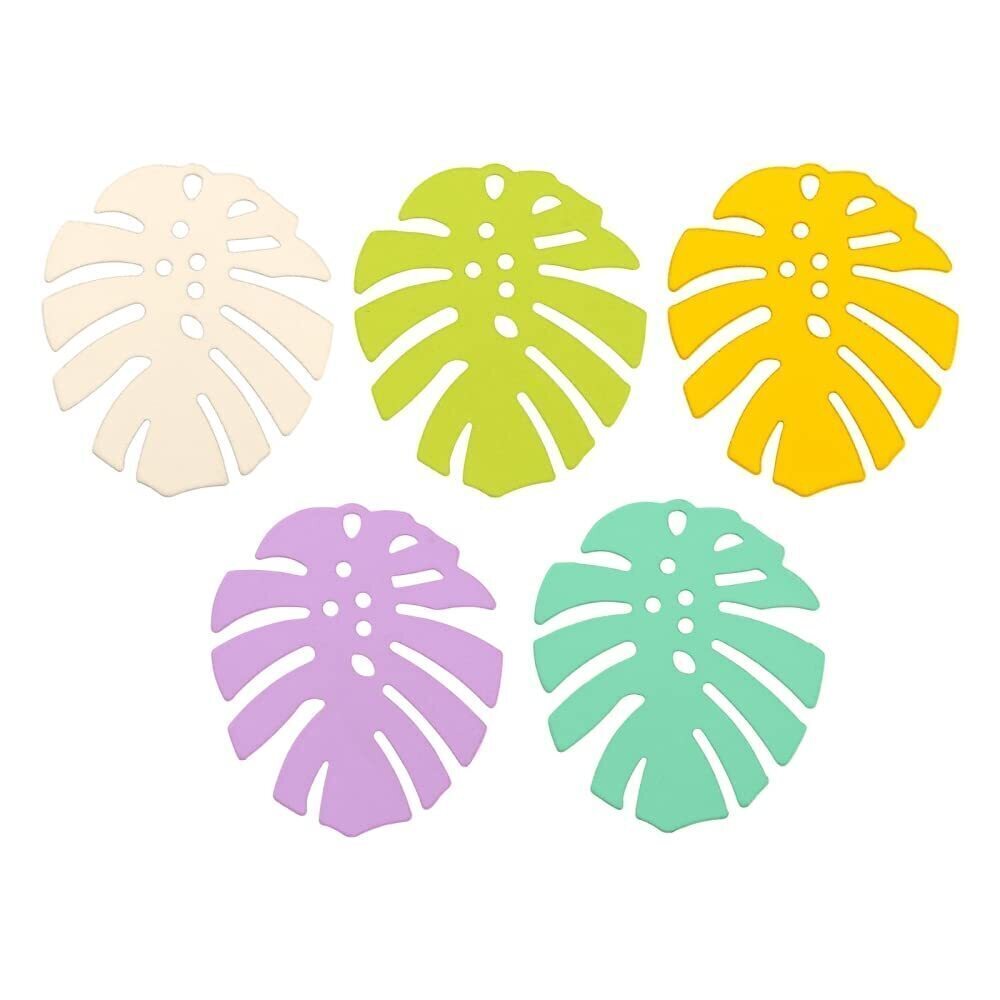 8896 20Pcs 5 Colors Spray Painted Tropical Monstera Leaf Iron Charm
